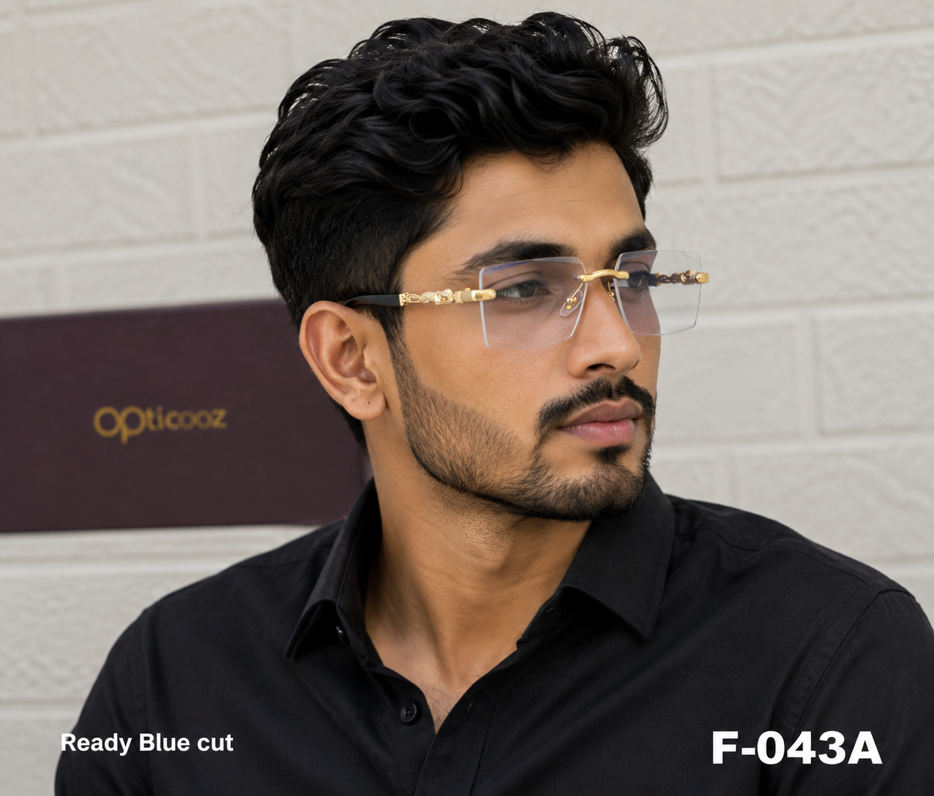 F-043A Premium Rimless Blue Cut Eyeglass_img_1