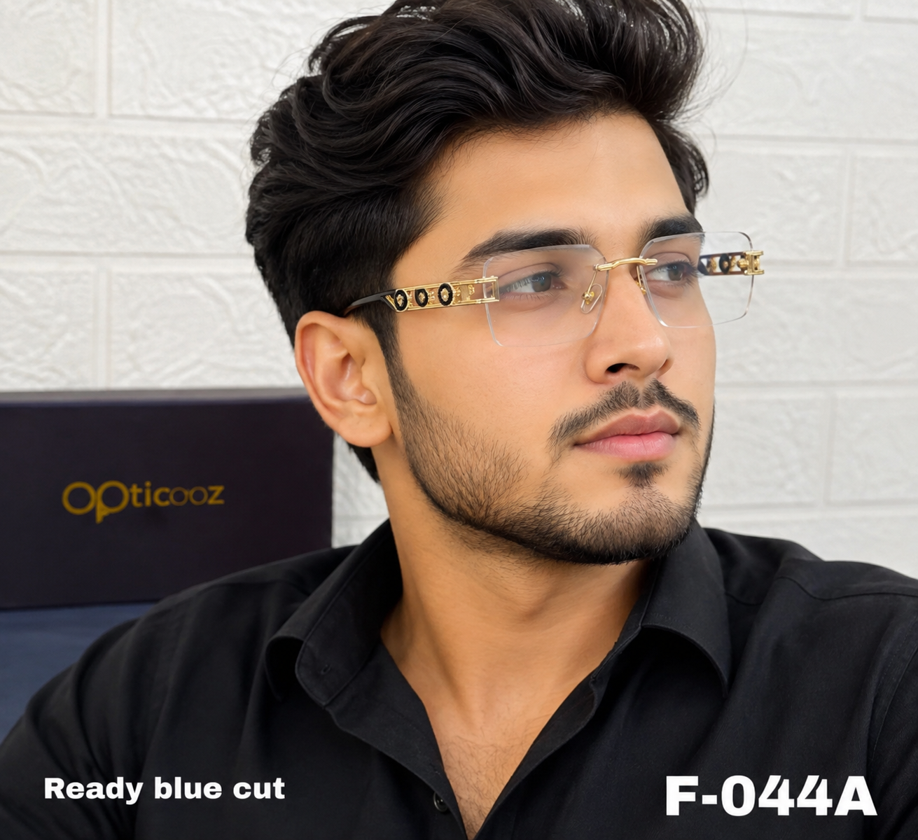 F-044A Premium Rimless Blue Cut Eyeglass_img_1