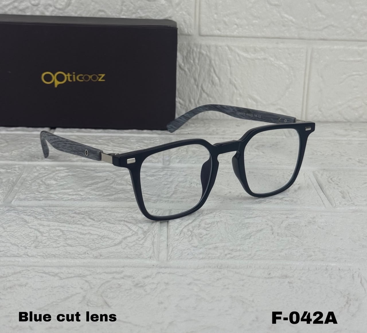 F-042A Modern Square Blue Cut Eyeglass