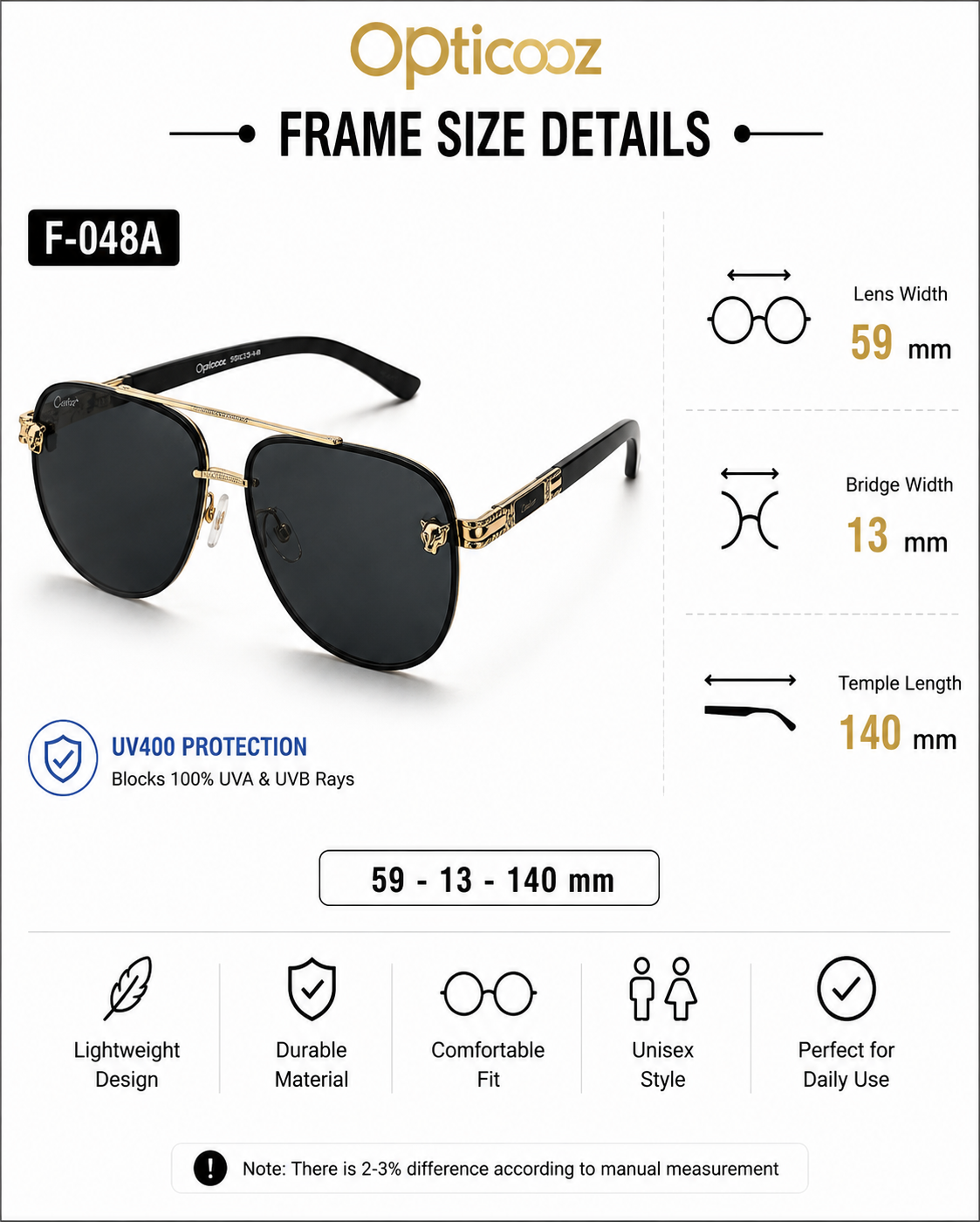 Premium Black & Gold Fashion Sunglass_img_6