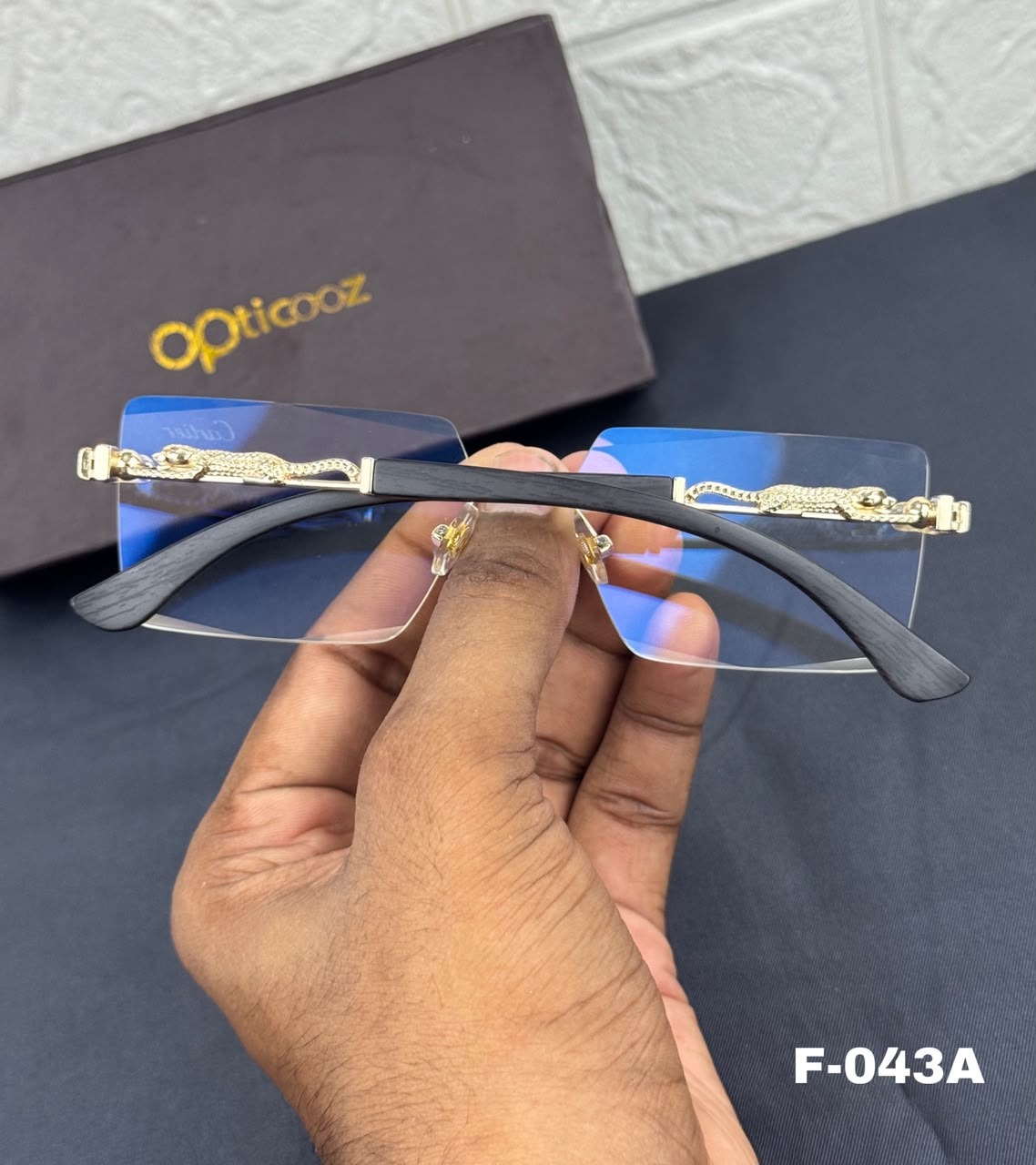 F-043A Premium Rimless Blue Cut Eyeglass_img_5