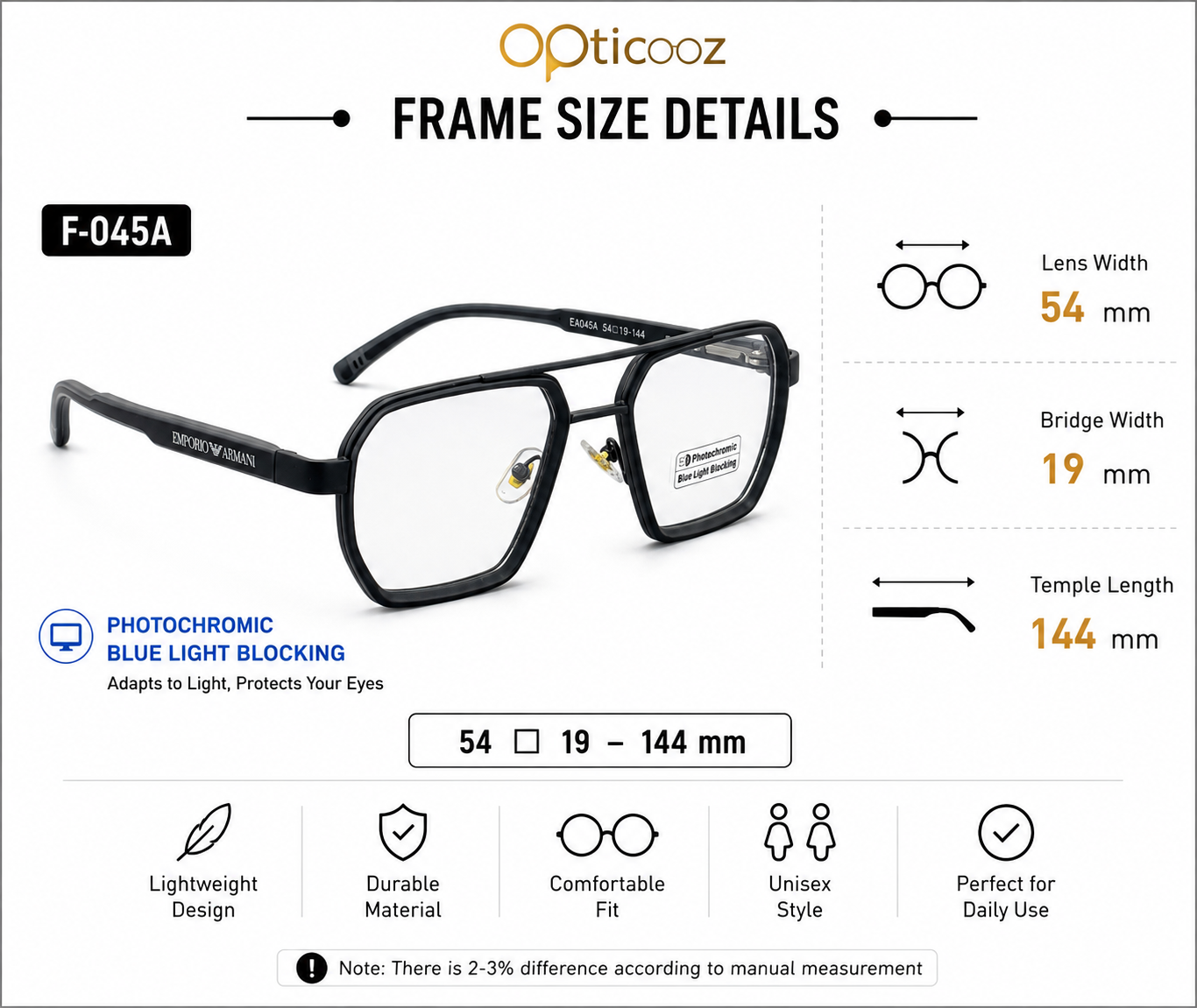 F-045A Premium Photochromic Blue Cut Eyeglass_img_2