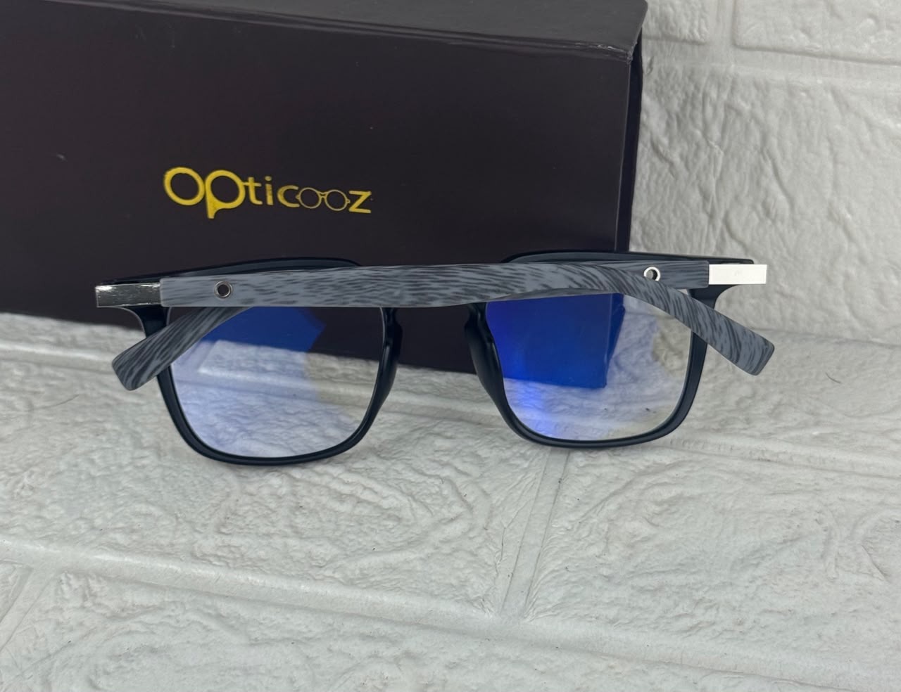 F-042A Modern Square Blue Cut Eyeglass_img_3