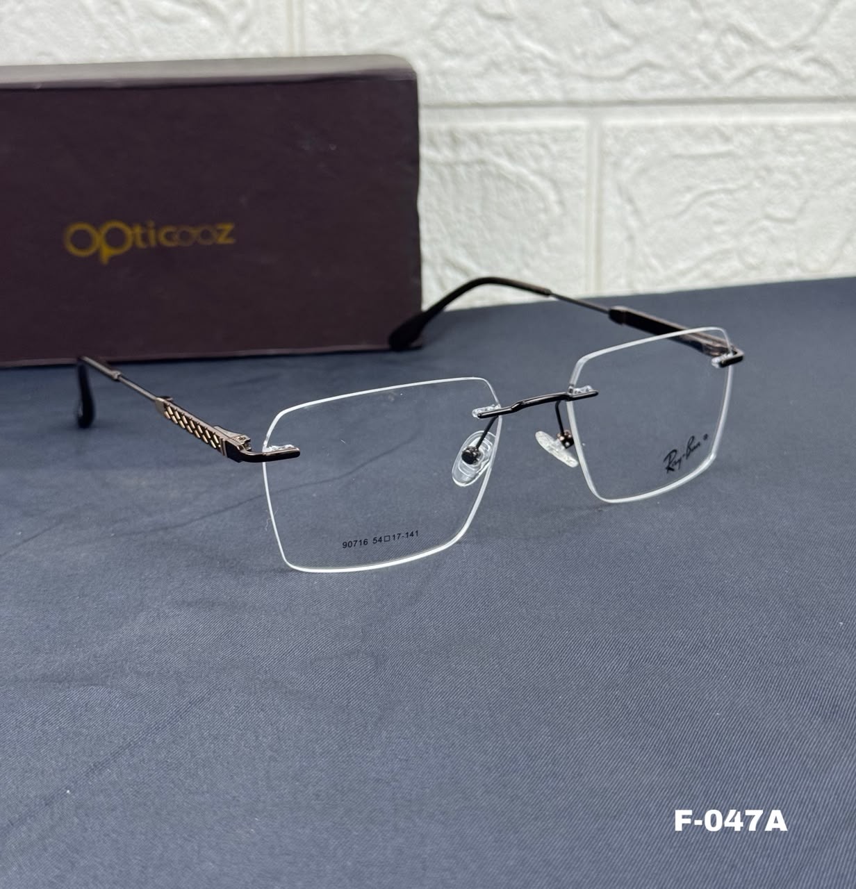 F-047A Premium Rimless Square Optical Frame