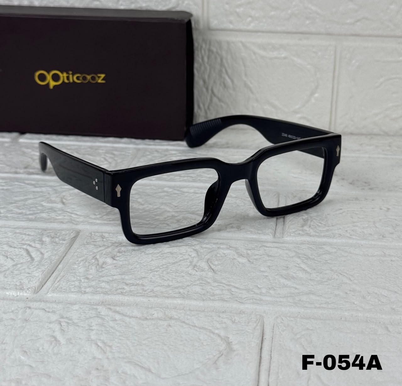 F - 054A Premium Glossy Black Square Optical Frame