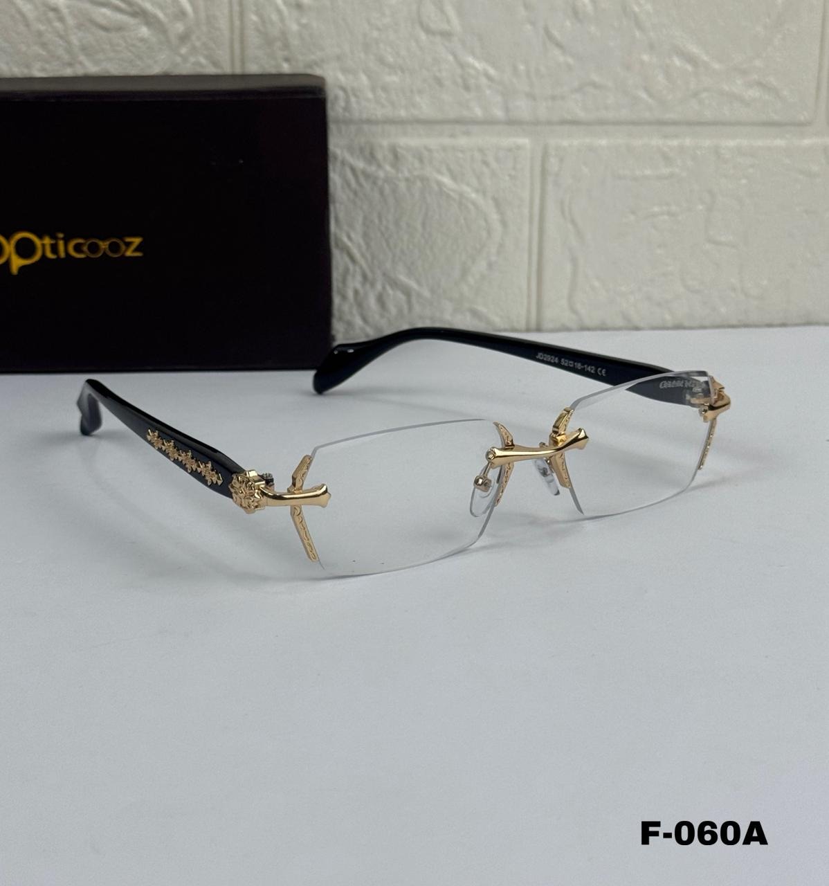 F-060B Premium Silver Rimless Optical Frame