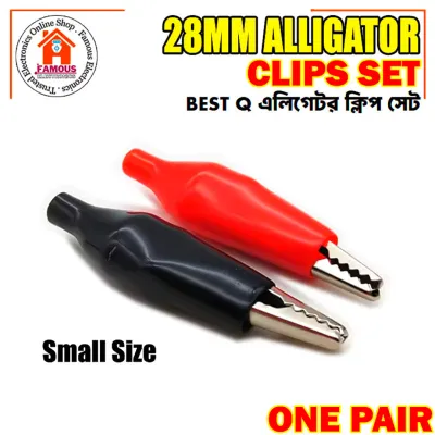 1 Pair Alligator Clips (Red & Black) | 28mm Plastic Boot Electrical Test Clamps | Battery & Multimeter Crocodile Claws_img_0