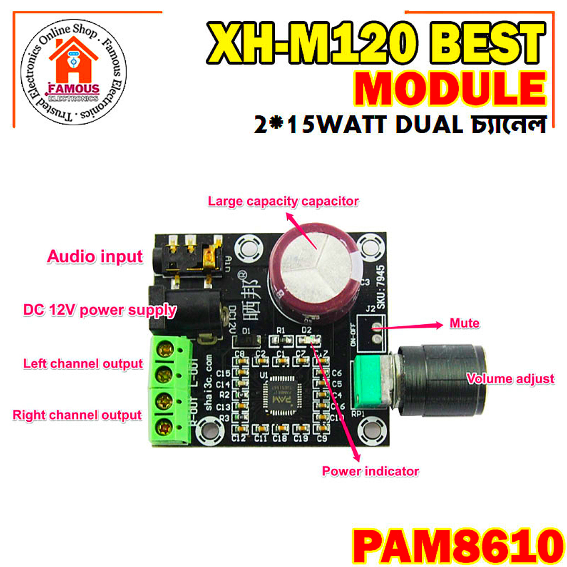 XH-M120 PAM8610 Best Q Amplifier Board_img_1
