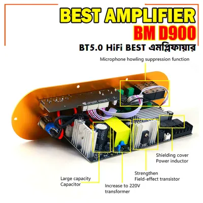 D900 2.1 Channel 2X50W+100W Powerful Amplified board High/LowTone Power Amplifier Board Module For Active Speaker_img_2