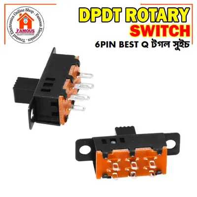 1PCS High Knob 6 Pin 3 Position DPDT Panel Slide Switch 0.5A 50V DC_img_4