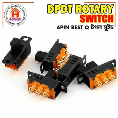 1PCS High Knob 6 Pin 3 Position DPDT Panel Slide Switch 0.5A 50V DC_img_1