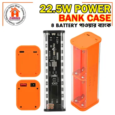 8*18650 Power Bank Case 22.5W Fast Charging Power Bank Case 18650 LED USB C Micro USB Ports Battery Storage Box For Huawei Xiaomi_img_3