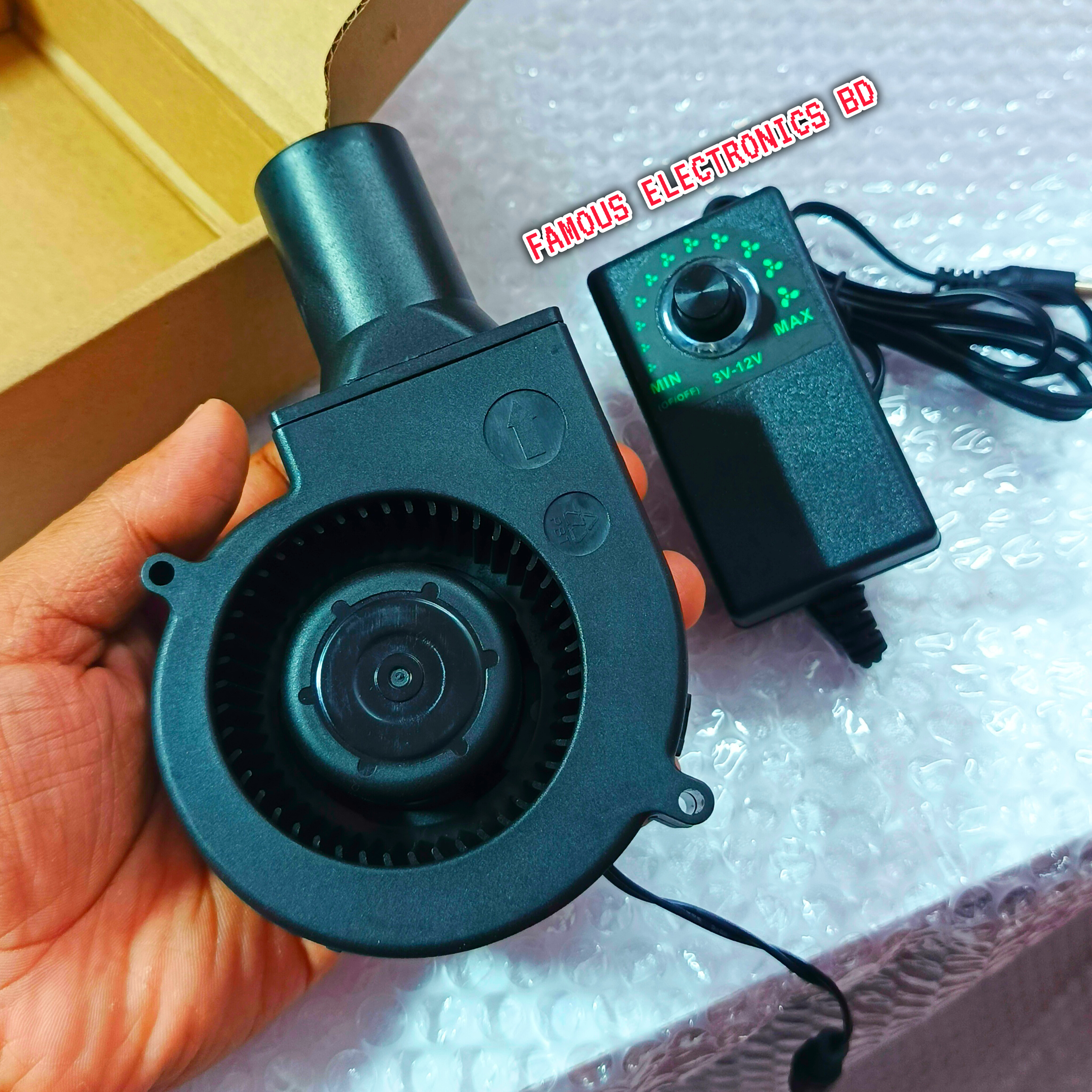 Adjustable Speed Large Air Volume Blower with Power Controller 110V -220V Turbo Blower Fan DC 12V For Waste Oil Stove Firewood_img_5