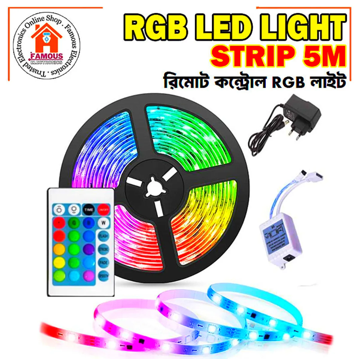 RGB Led Strip Light 2835 ( 16 Feet long) 5 meter 3 colour strip 300 Leds waterproof DC12V 60Leds/M Flexible Lighting Ribbon Tape Lamp RGB Strip