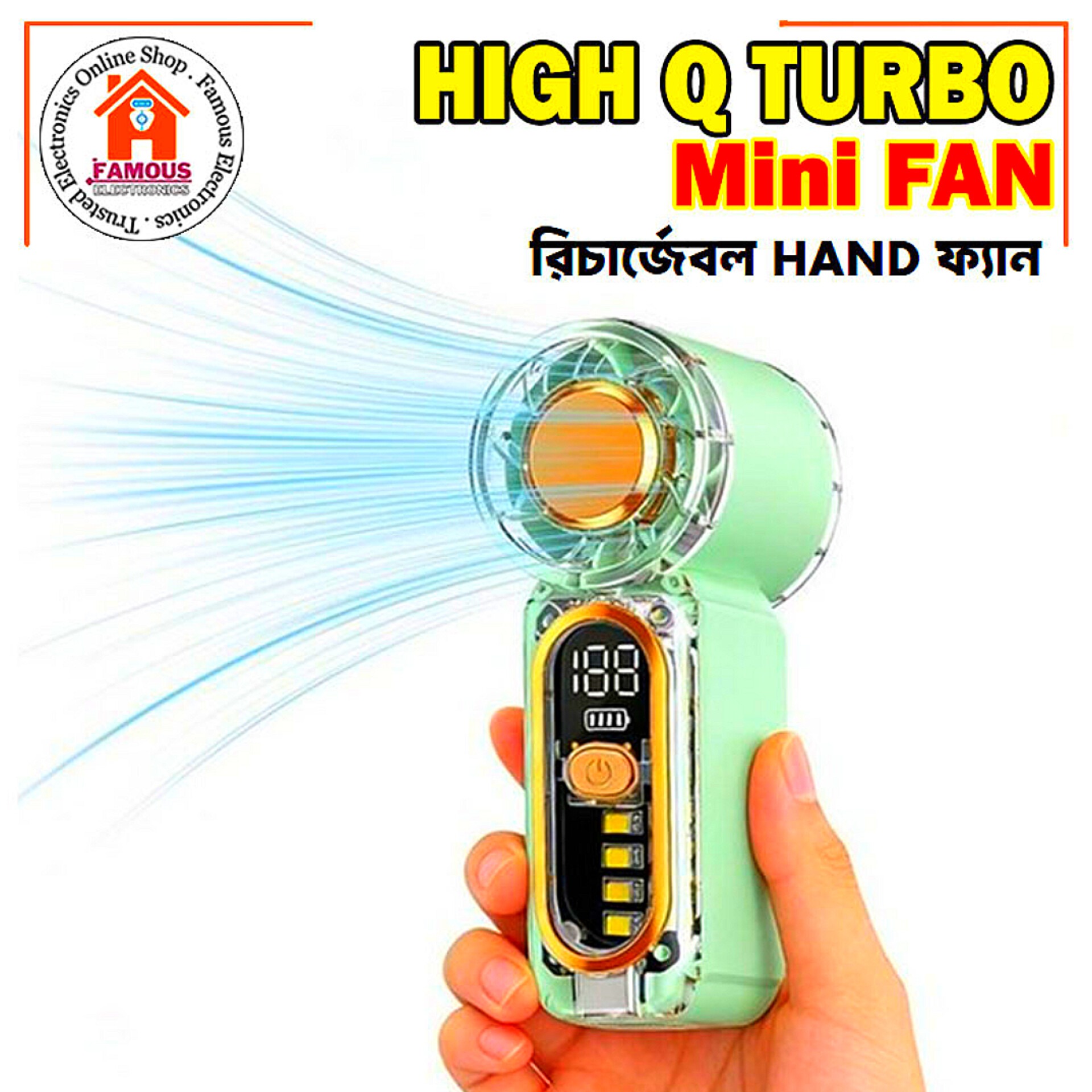 X699 100Gear High-Speed Transparent Handheld Fan Mini Turbo Pocket Fan with LED Light_img_6