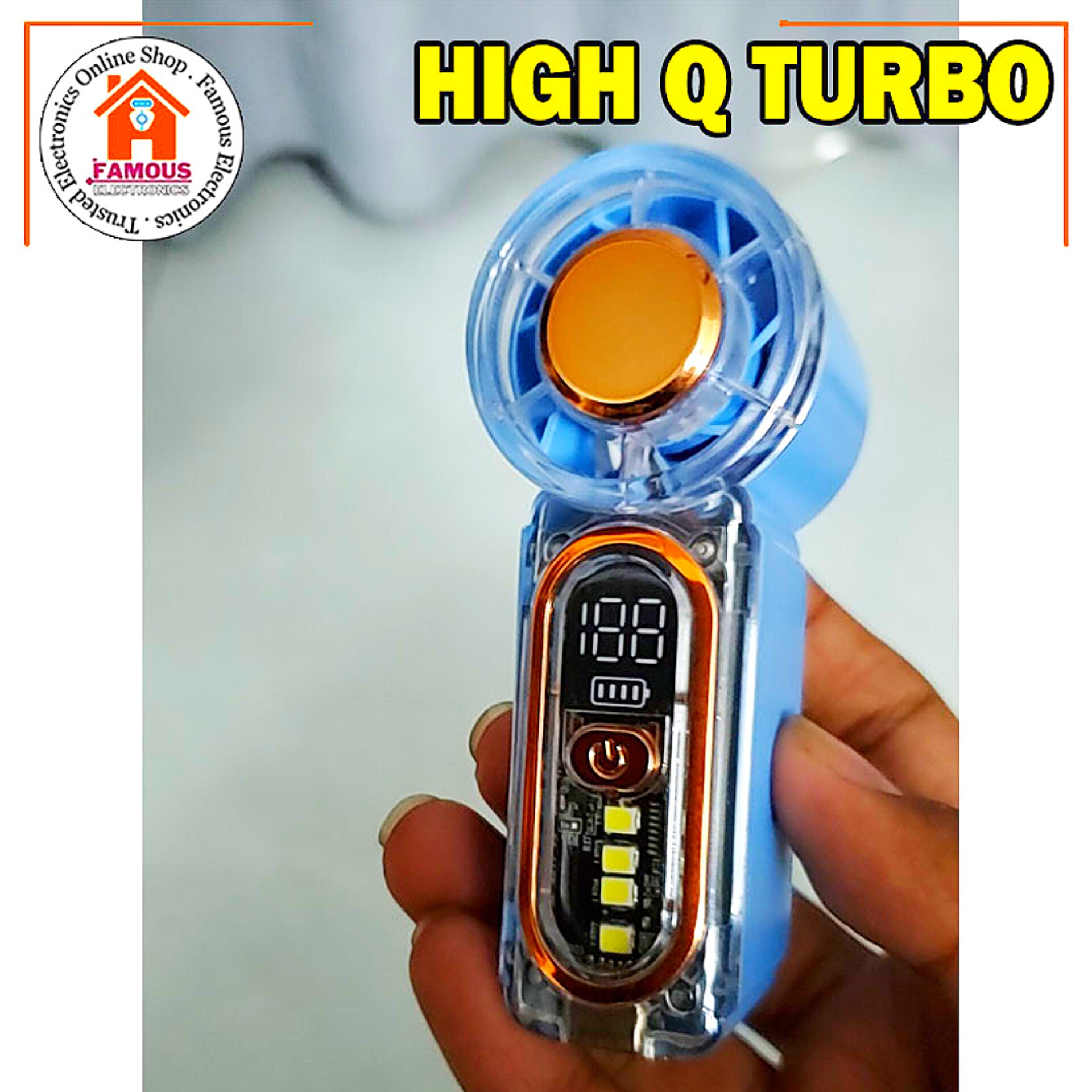 X699 100Gear High-Speed Transparent Handheld Fan Mini Turbo Pocket Fan with LED Light_img_2