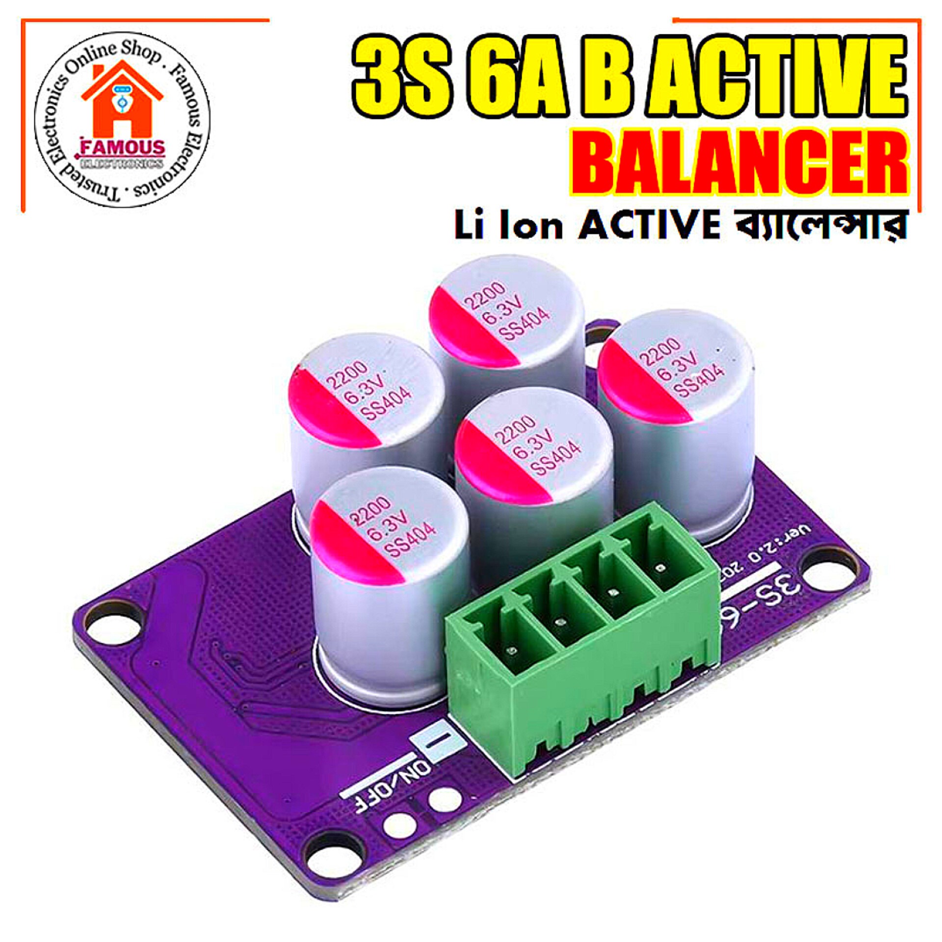 3S 6A Active Equalizer 3S Active Battery Balancing Board Lithium Iron Phosphate Lithium Titanate
