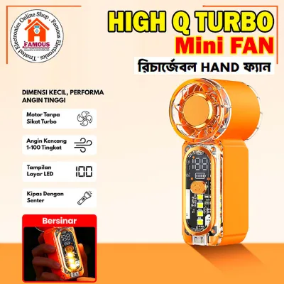 X699 100Gear High-Speed Transparent Handheld Fan Mini Turbo Pocket Fan with LED Light_img_0