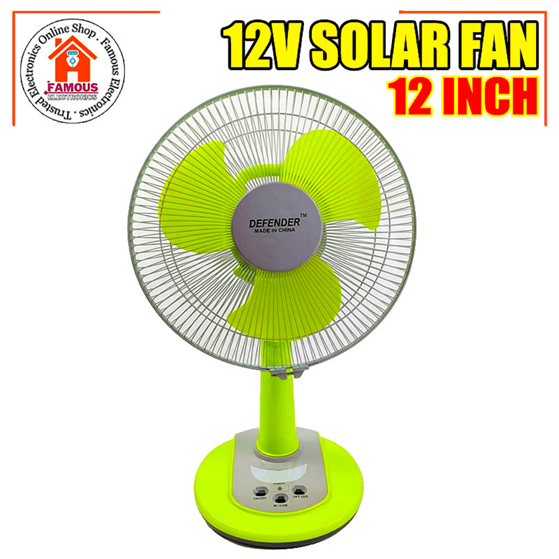 Defender 12 Inch 12V Solar Table Fan