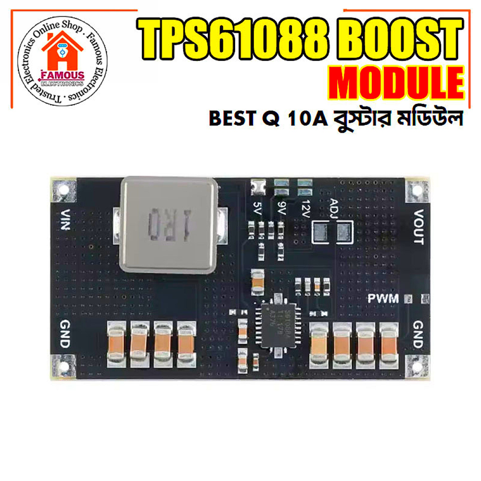 TPS61088 High-Power Best Q Boost Module 5V/9V/12V 10A