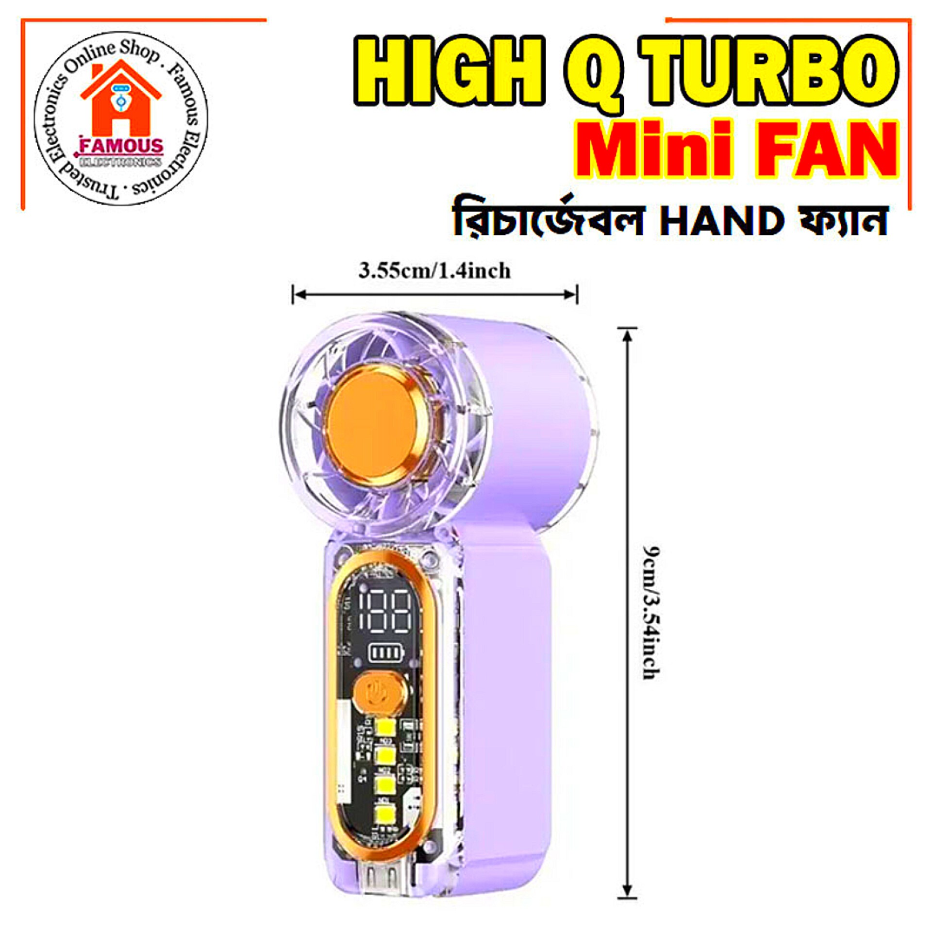 X699 100Gear High-Speed Transparent Handheld Fan Mini Turbo Pocket Fan with LED Light_img_4