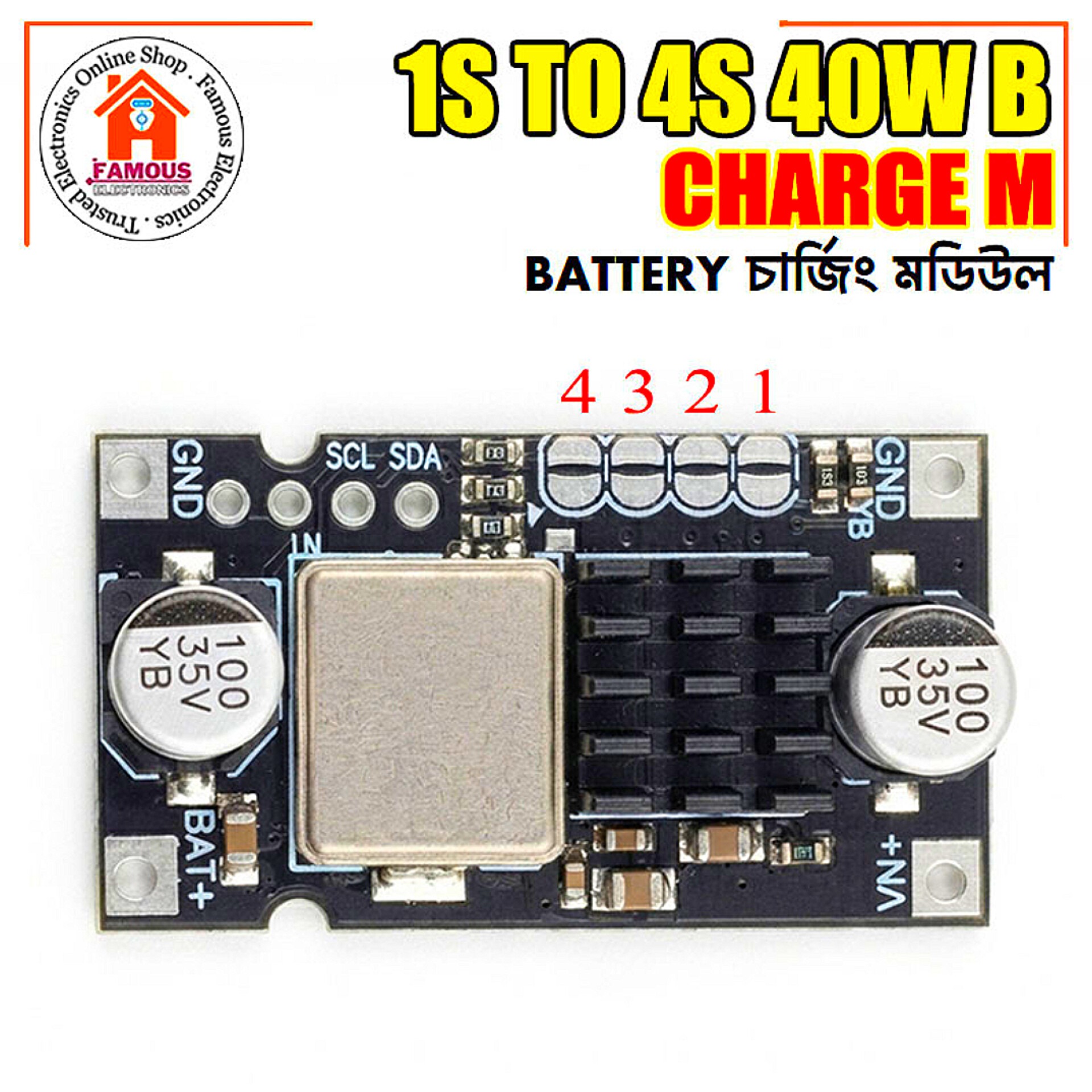 IP2365 1S to 4S 3A 40W Lithium Battery Charging Step-Down (Buck) Module