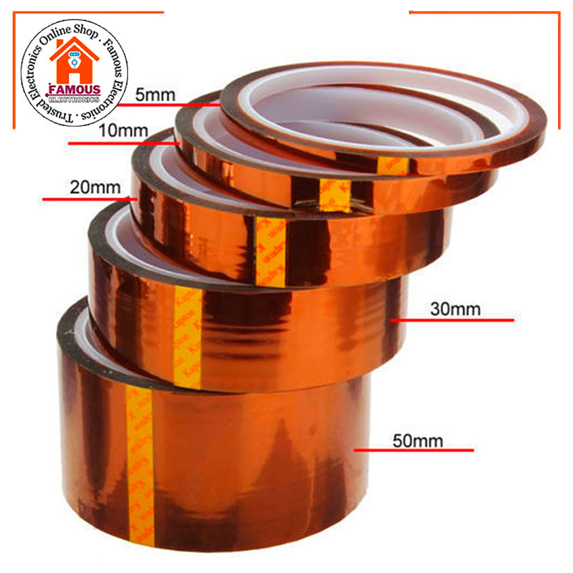 10mm 35M Kapton Tape | High Temperature Polyimide Heat Resistant Tape_img_1