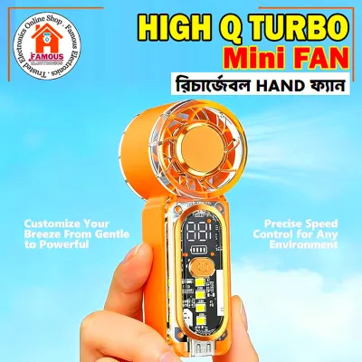 X699 100Gear High-Speed Transparent Handheld Fan Mini Turbo Pocket Fan with LED Light_img_5