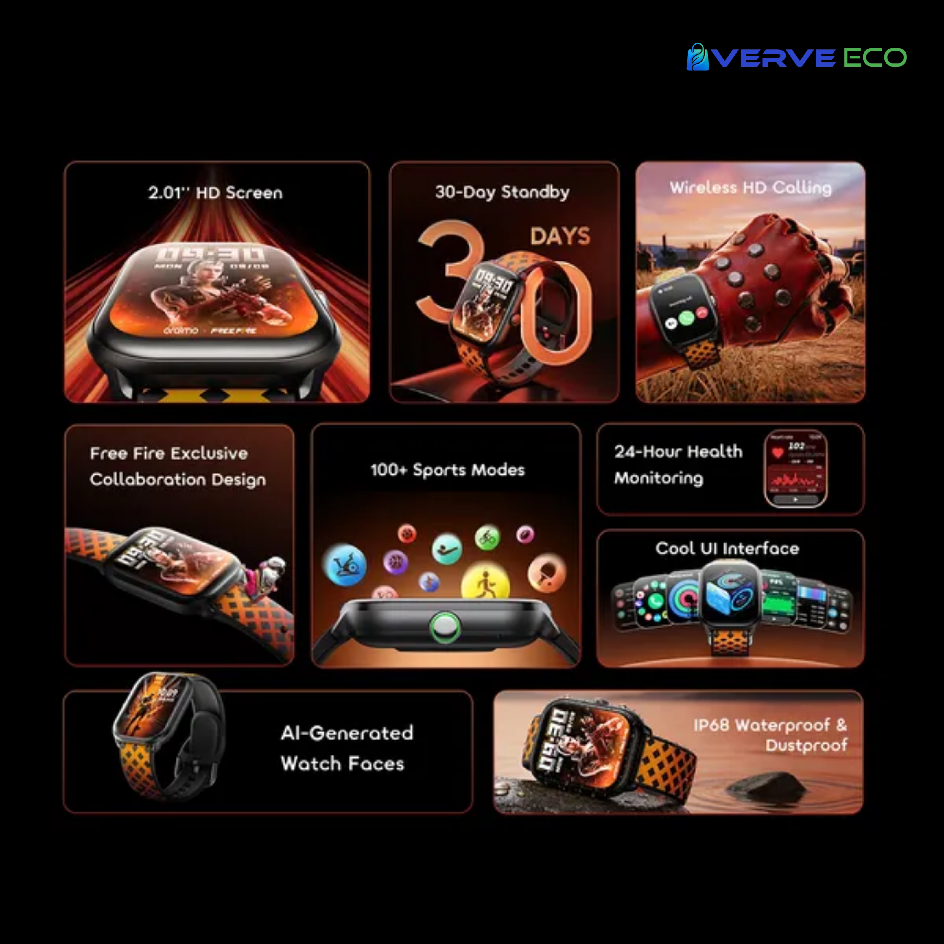 oraimo Watch 6 HAYATO X Free Fire 2.01" HD Screen Smart Watch_img_3