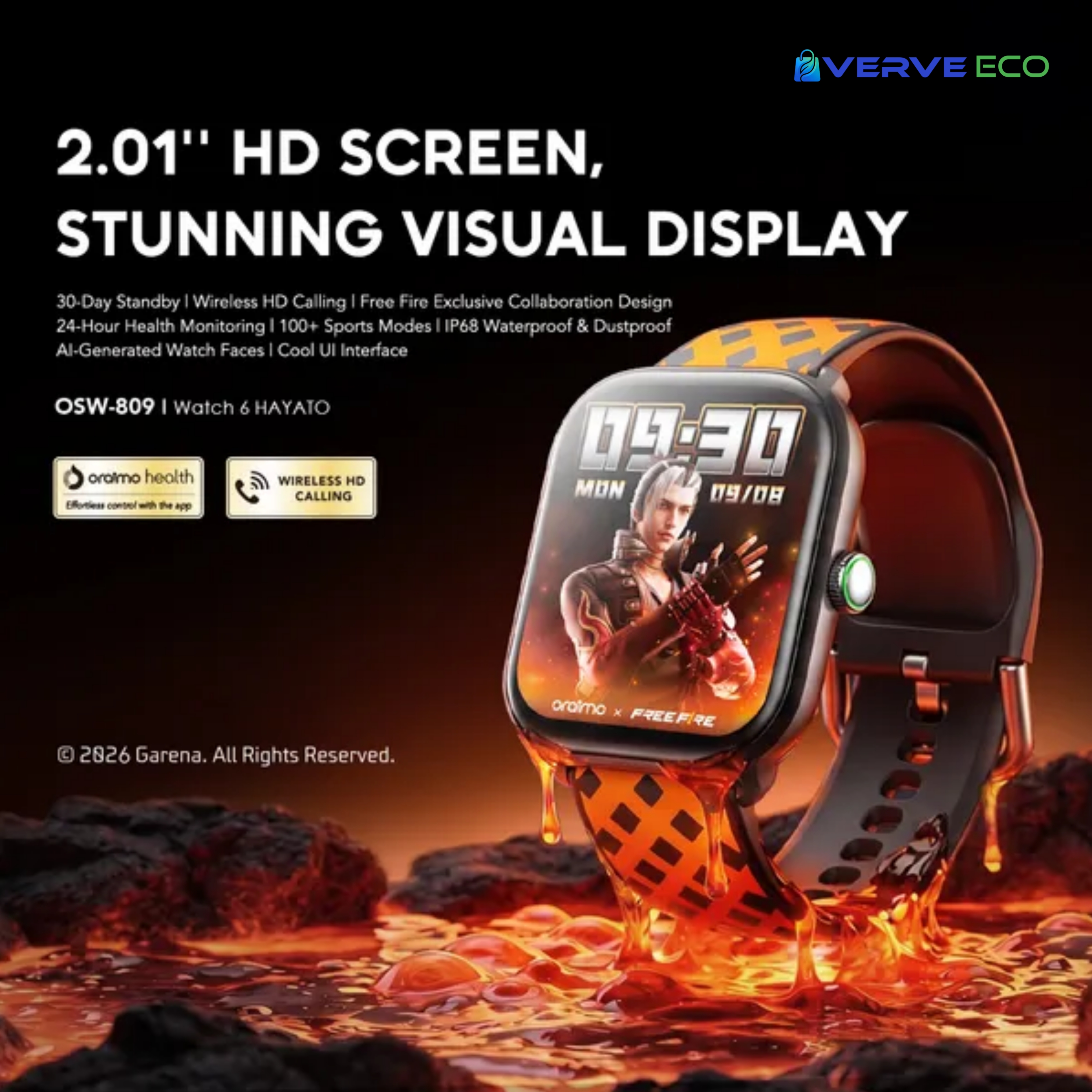 oraimo Watch 6 HAYATO X Free Fire 2.01" HD Screen Smart Watch_img_1