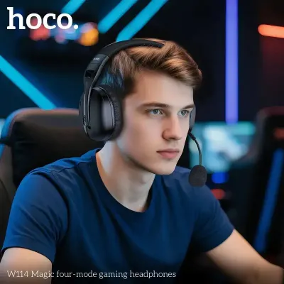 Hoco W114 Foldable Wireless, 3.5mm, Type-C And USB-C Gaming Headset_img_2