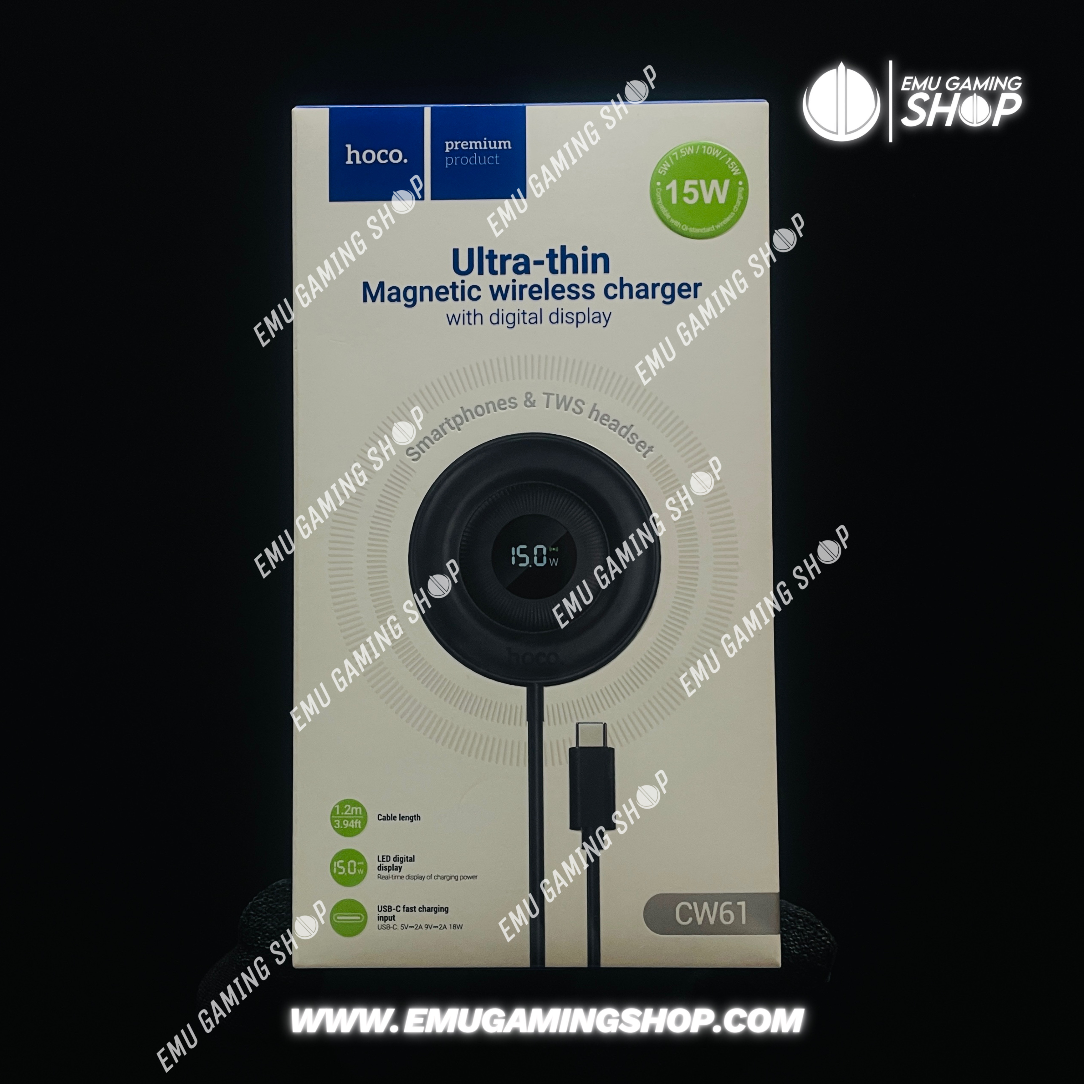 Hoco CW61 15w 1.2m Magnetic Wireless Charger With Digital Display_img_1