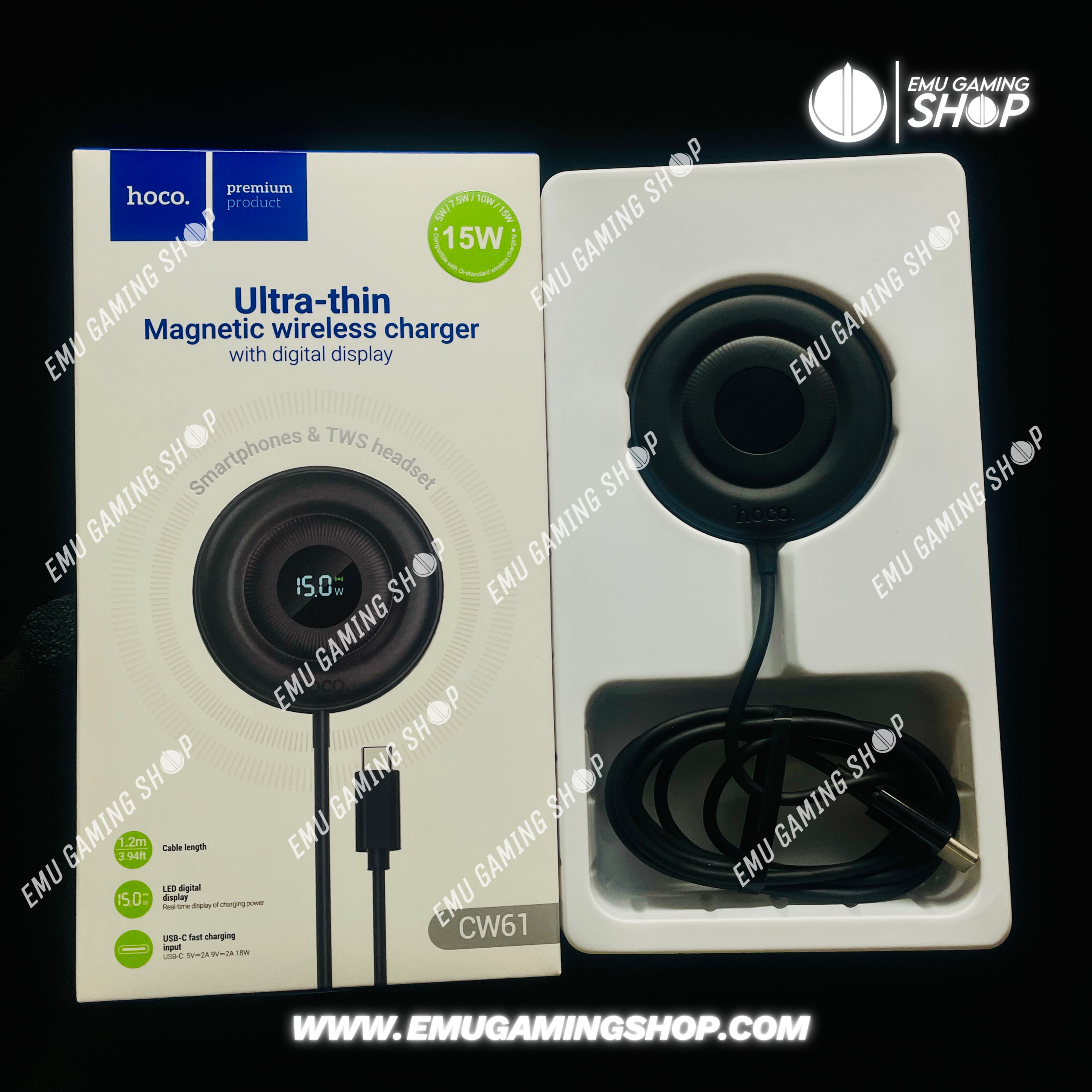Hoco CW61 15w 1.2m Magnetic Wireless Charger With Digital Display_img_6