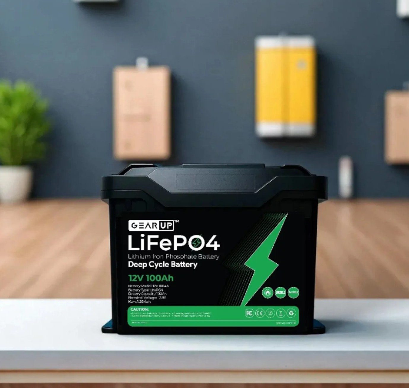 GearUP 12V 100Ah LifePO4 Lithium Battery with Smart BMS + Bluetooth