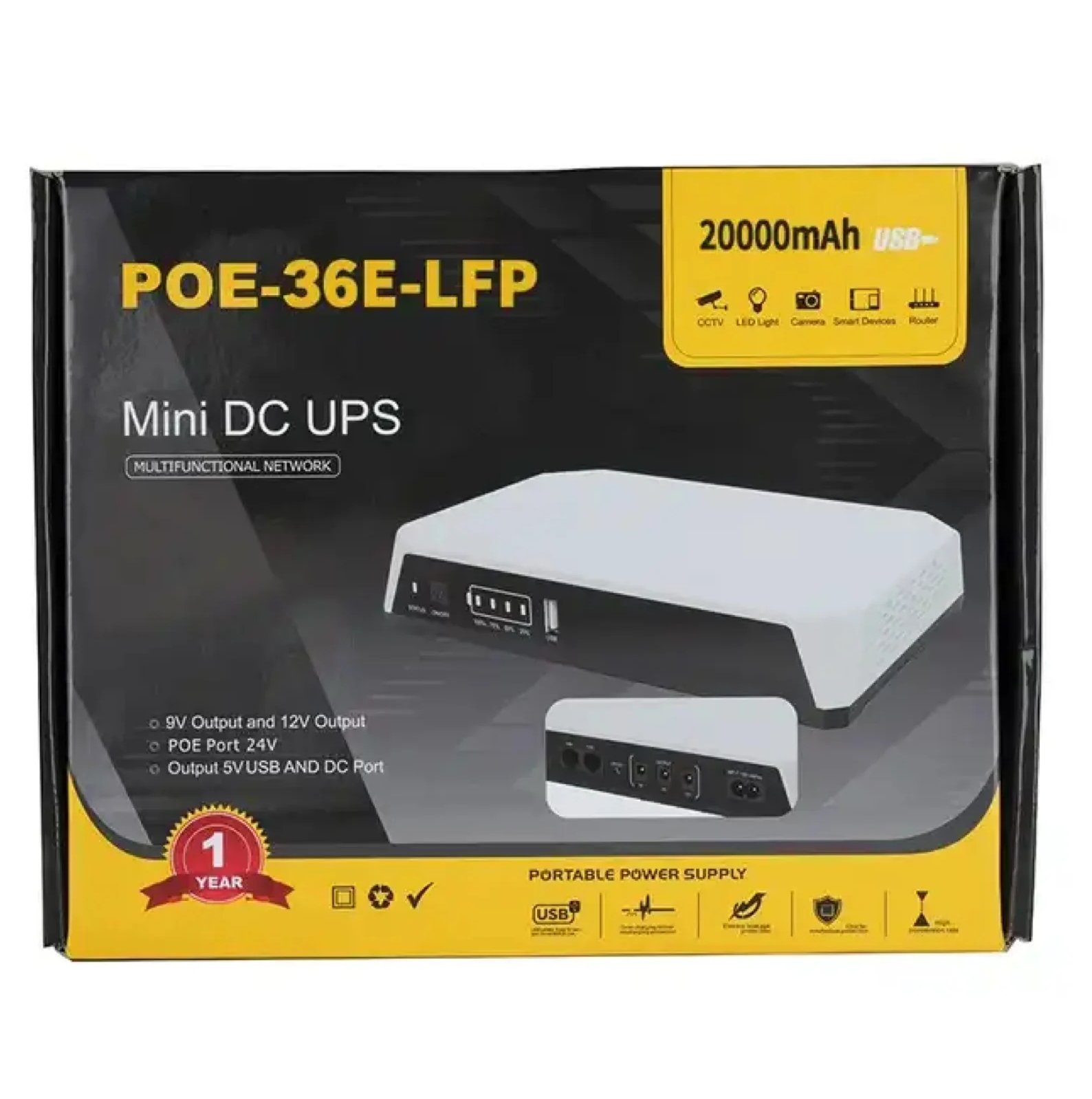 SKE POE-36E-LFP 20,000mAh Mini DC UPS - LiFePO4 Battery (5V/9V/12V 3A)_img_1