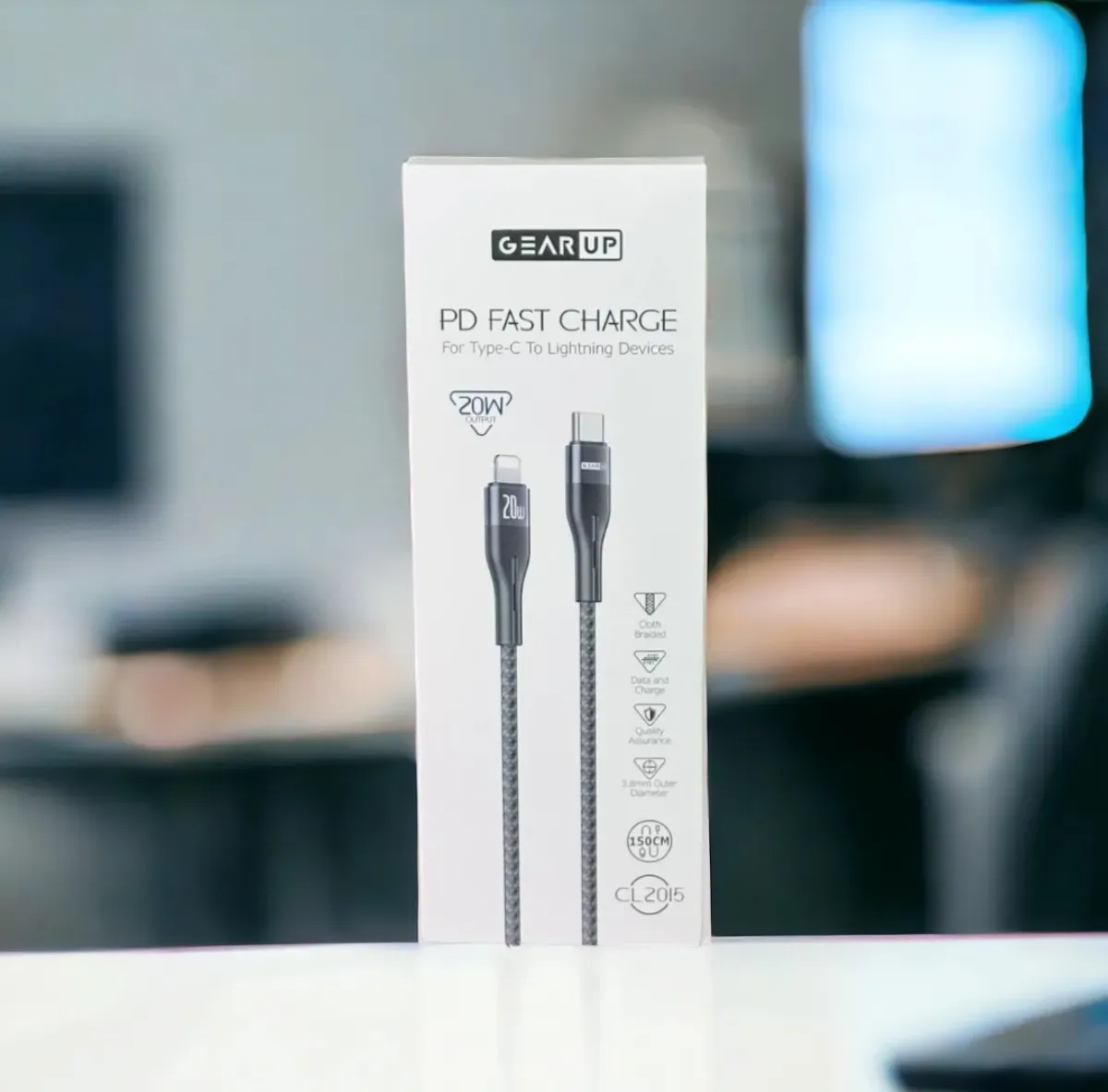 GearUP CL2015 Type-C to LIghtning 20W PD Fast Charging Cable & Data Cable 1.5m - Image 1