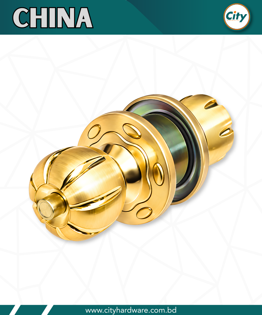 প্রিমিয়াম মানের রাউন্ড লক গোল্ডেন রঙের ডোর লক 5887GB