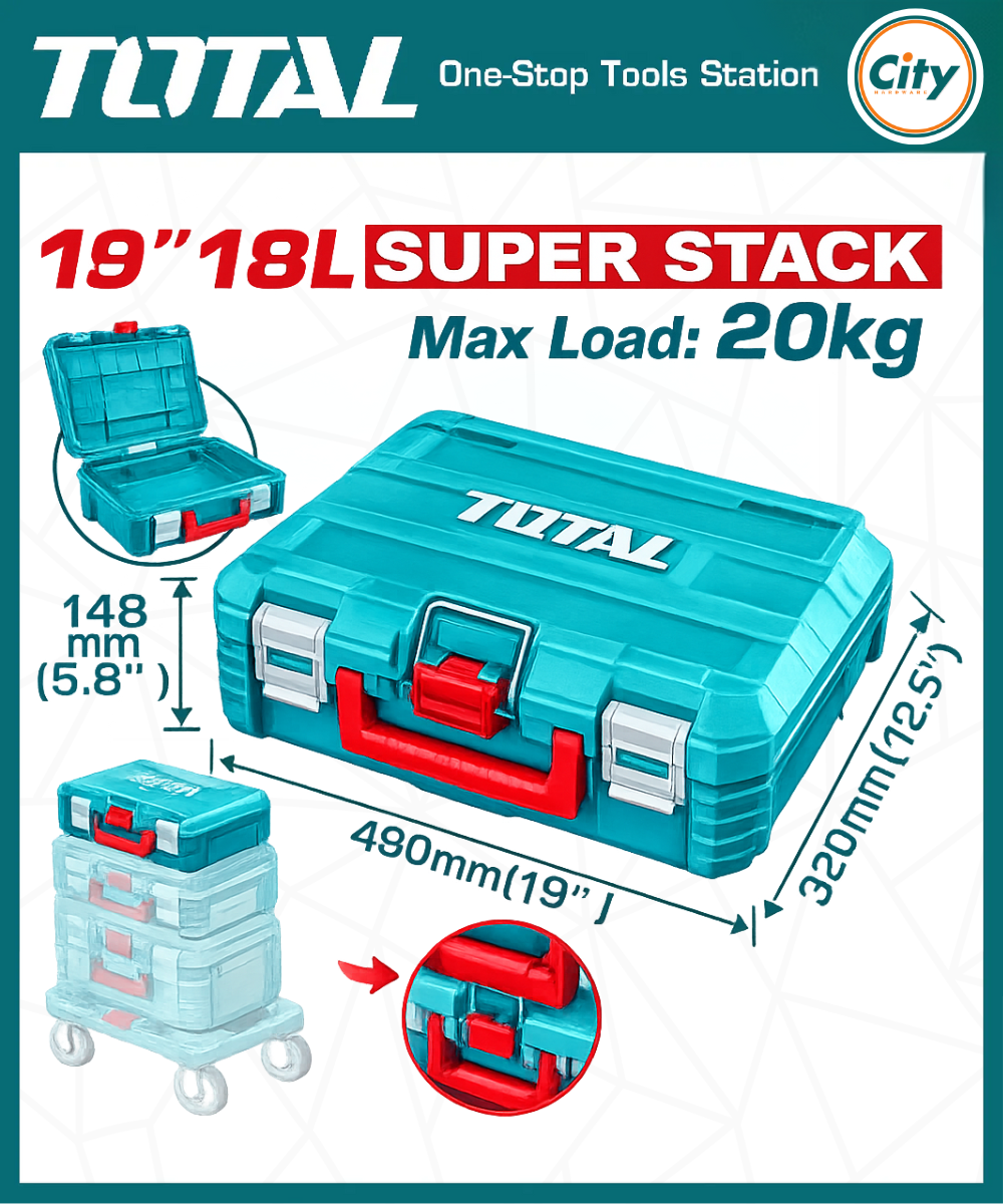 ১৯ ইঞ্চি স্ট্যাকেবল টুল বক্স TOTAL TPBXS102