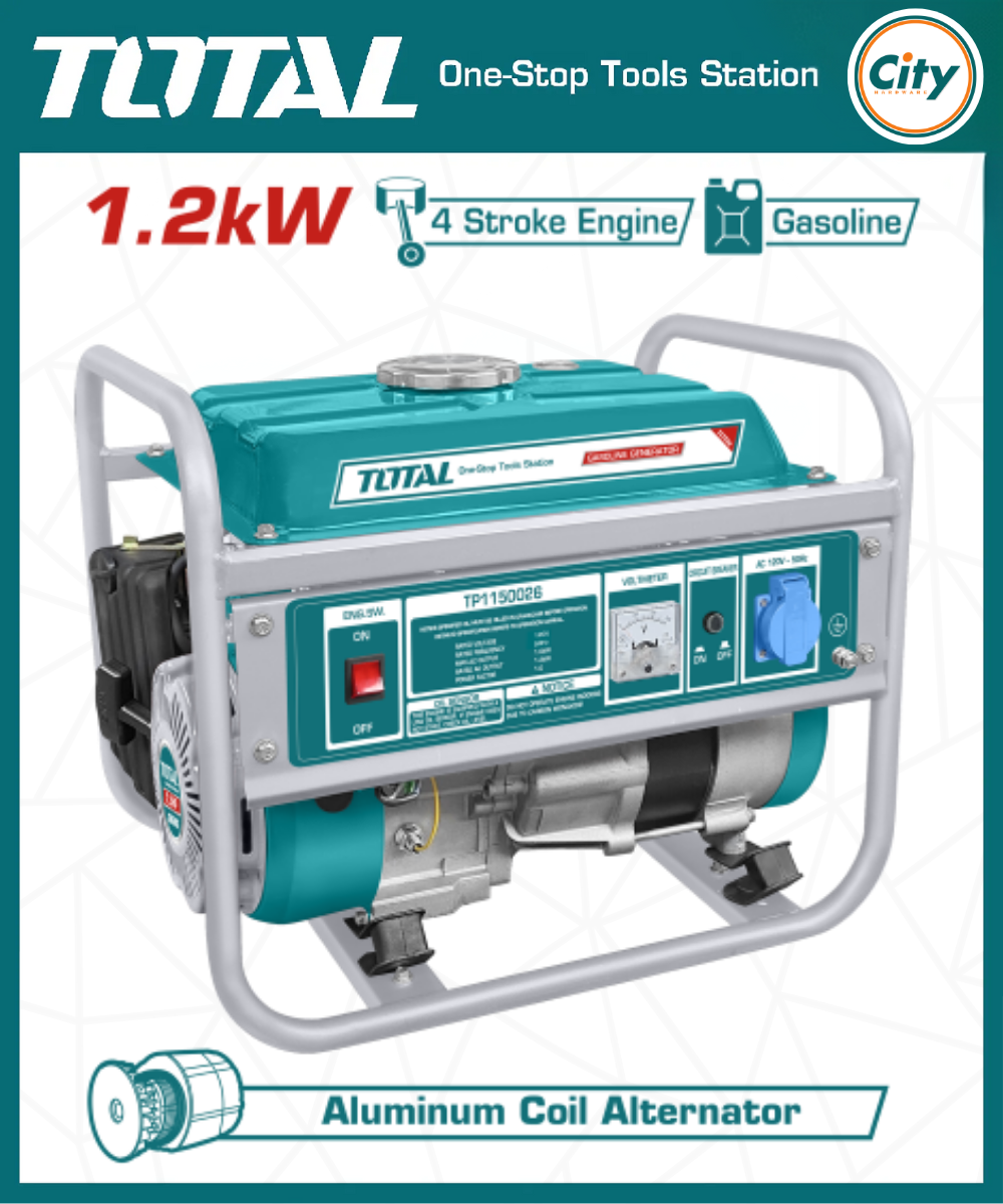 ১২০০ ওয়াট গ্যাসোলিন জেনারেটর TOTAL TP115005