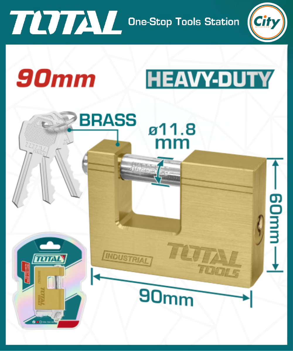 90mm হেভি ডিউটি ব্রাস ব্লক প্যাডলক TOTAL TLK32903
