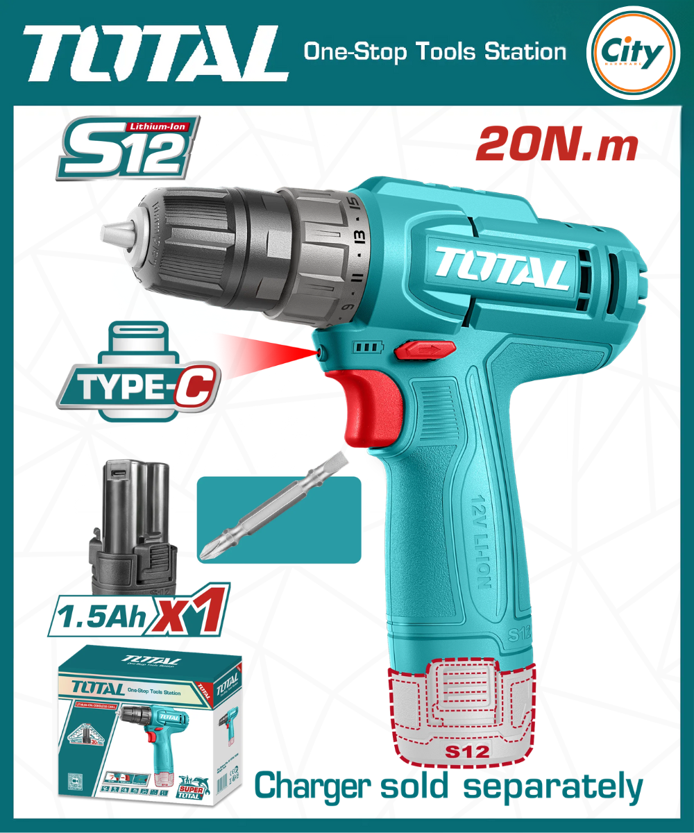১২ ভোল্ট ২০এন কর্ডলেস ড্রিল TOTAL TDLI12456