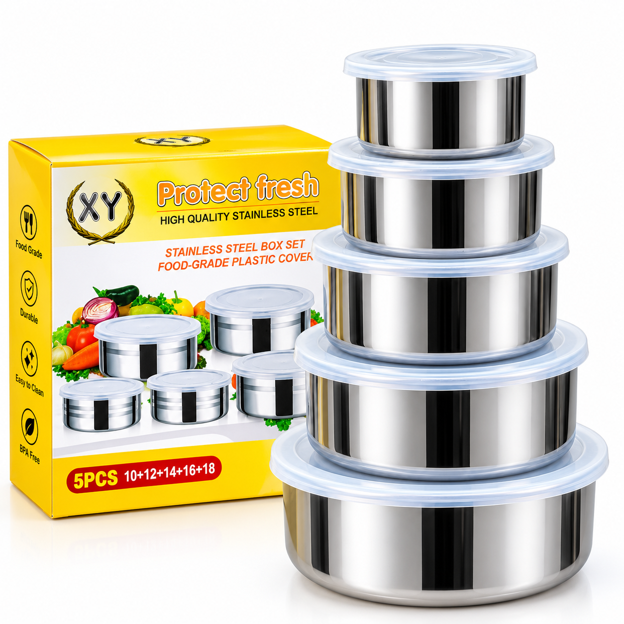 5 Pcs Stainless Steel Food Storage Container Set_img_1