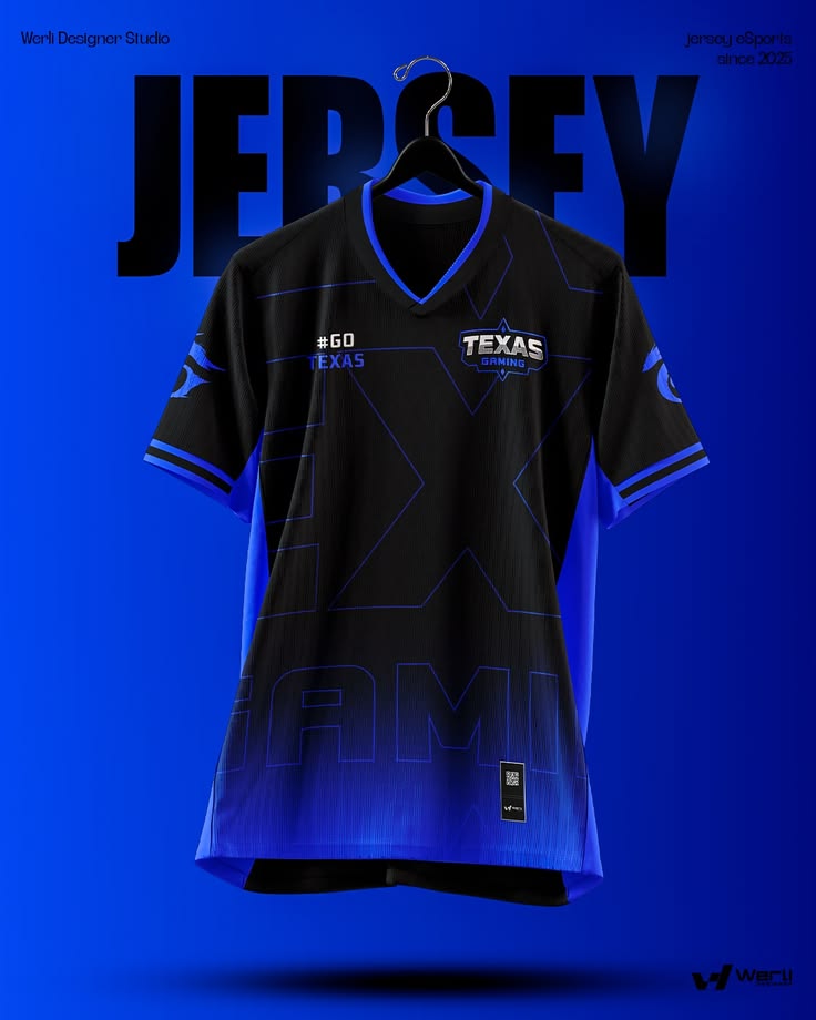 Custom Printed Sublimation Sports Jersey - Blue & Black - Image 4