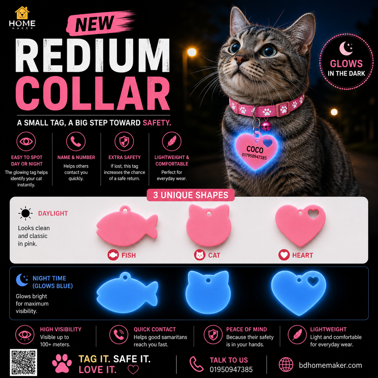 Radium nameplate collar Pink colour 🐾🌙_img_0