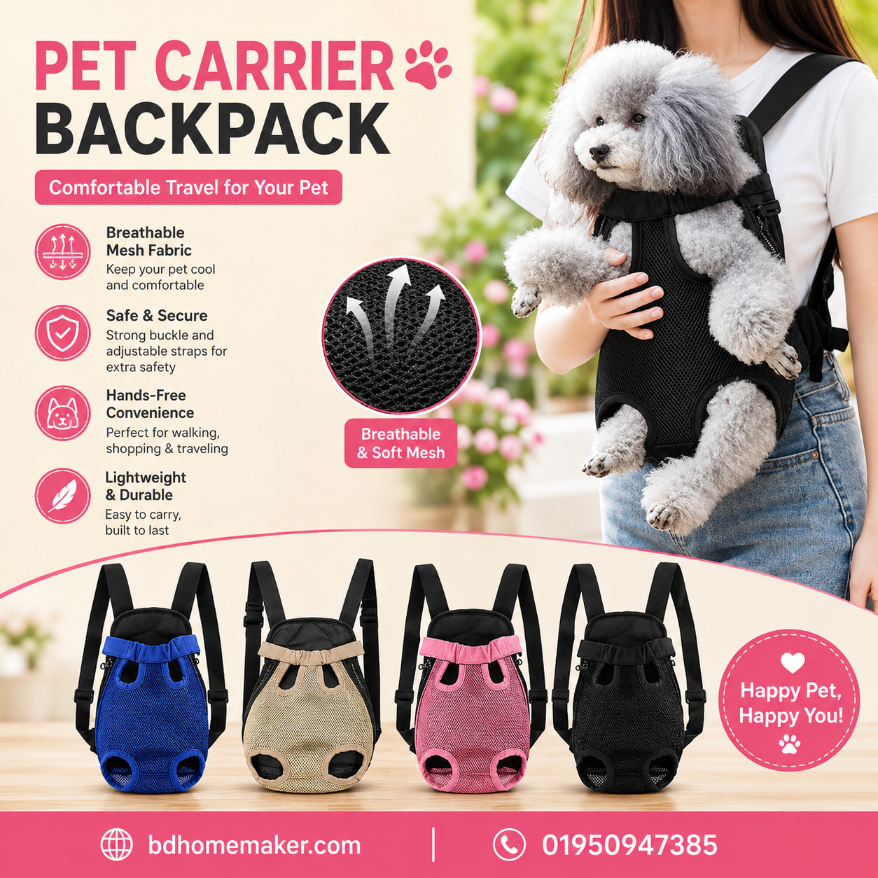 Pet carrier bag pack