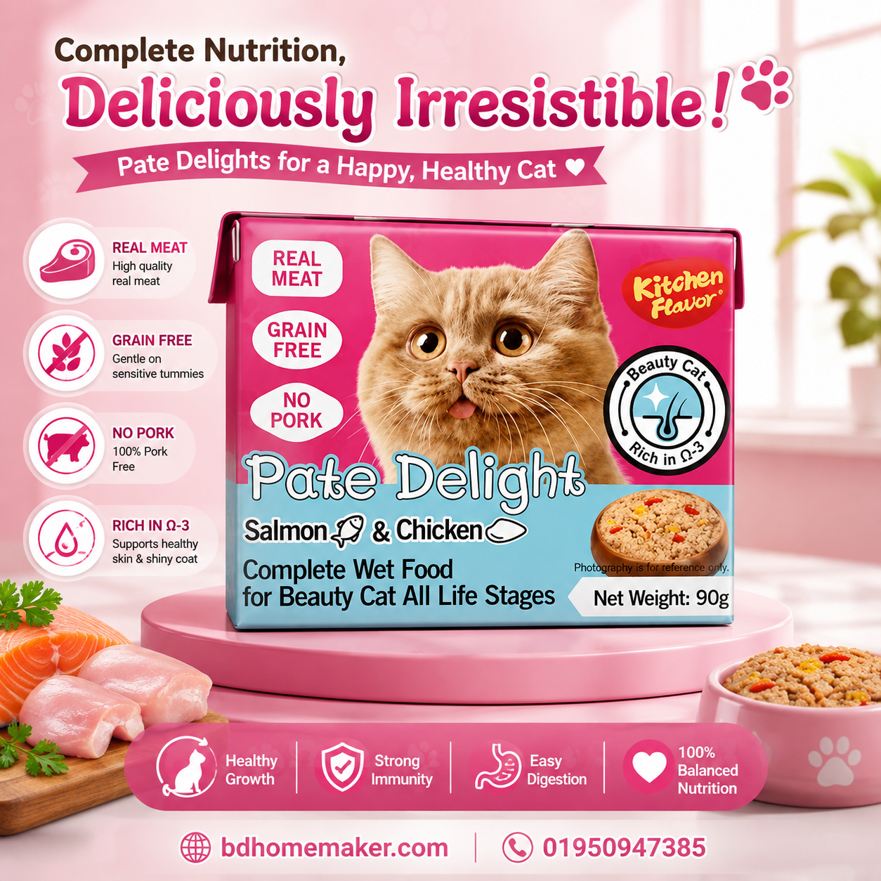 kitchen flavour pet delight wet food with salmon and chiken
