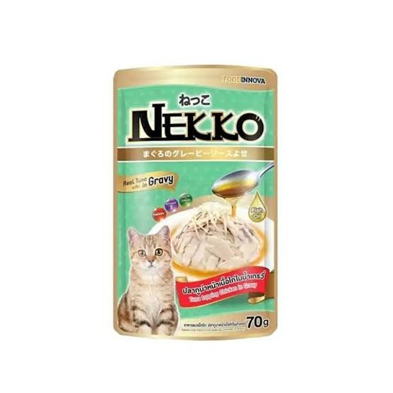 nekko adult cat pouch wet cat food tuna in grayy 70g_img_0