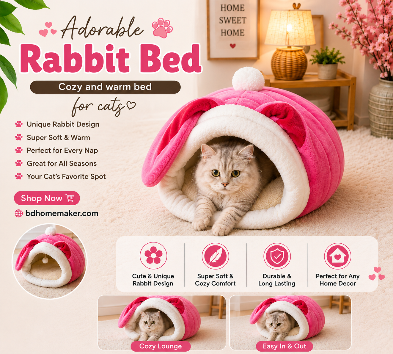 Rabbit shape cat bed_img_0