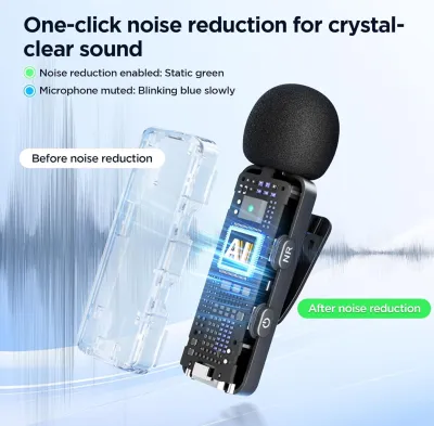 BOYA by-V2 Wireless Lavalier Microphone for iPhone, Mini Phone Microphone Wireless, Noise Canceling, Dual Lapel Mic for YouTube, Podcast, TikTok Vlog Recording(Not Compatible iPhone 15/16/17)_img_1