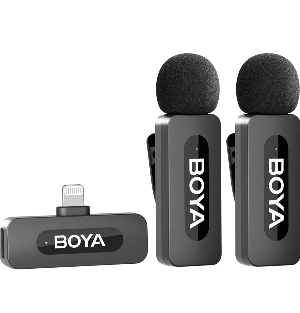 BOYA by-V2 Wireless Lavalier Microphone for iPhone, Mini Phone Microphone Wireless, Noise Canceling, Dual Lapel Mic for YouTube, Podcast, TikTok Vlog Recording(Not Compatible iPhone 15/16/17)